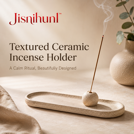 Jisnihunl™ Textured Ceramic Incense Holder – Modern Incense Burner, Meditation Room Decor, Aromatherapy Tray, Minimalist Wellness Home Accent